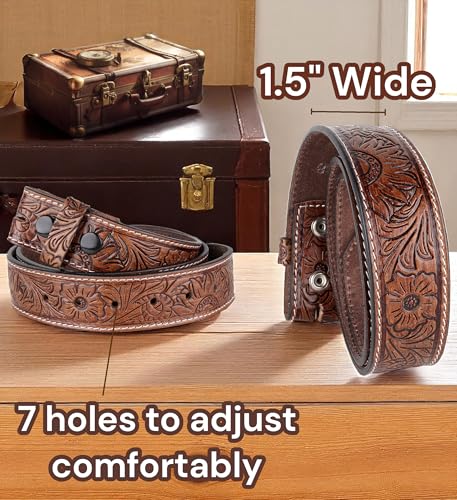 Image of F&L CLASSIC Western Belt without buckle for men - Full Grain Leather Cowboy Belts for jeans - One Piece Leather strap belt