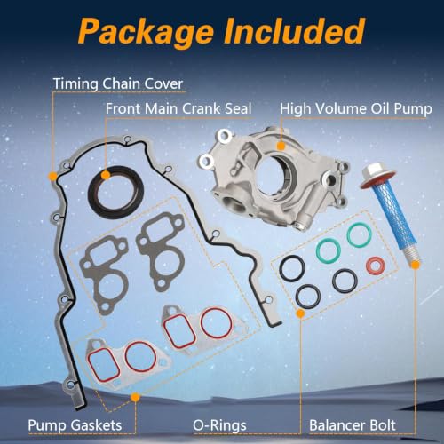 Image of FUSCH High Volume Oil Pump kit with Gaskets & Balancer Bolt Compatible with Chevy Silverado Suburban Tahoe Trailblazer GMC Sierra Yukon XL Cadillac Escalade Rainier,Replace#: 12557840