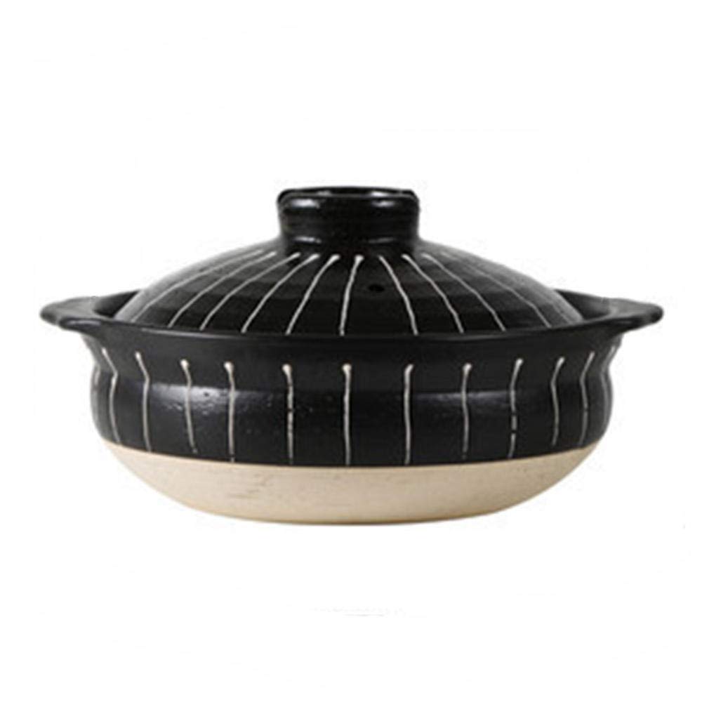 Pot à ragoût en terre cuite résistant à la chaleur - Cocotte argile noire multi-taille