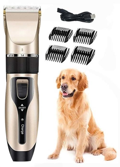 MUGATH Professional Automatic Rechargeable Pet Hair Trimmer with 4 Comb Attachment for Dogs | Dog Cat Clipper Grooming Kit | Low Noise Dog Hair Grooming kit for Dogs Cat Pet Trimmer (B0CRYXKQS2) Amazon Price History, Amazon Price Tracker
