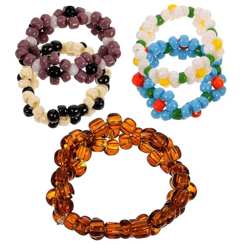 Bagues tendance en plastique pour femmes et filles | Lot de 5 bijoux mode