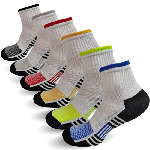 Lavencious Cushioned Sport Ankle Athletic Socks For Men, 6 Pairs, Sock Size 10-13, Fit Men Shoe Size 7-12(Multi-Color) #TOP28