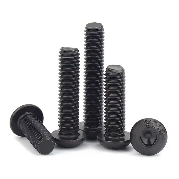 50 tornillos M3 x 40 negros, tornillos de cabeza alomada, tornillos de cabeza redonda con hexágono interior ISO 7380, rosca completa, con cierre hexagonal interior