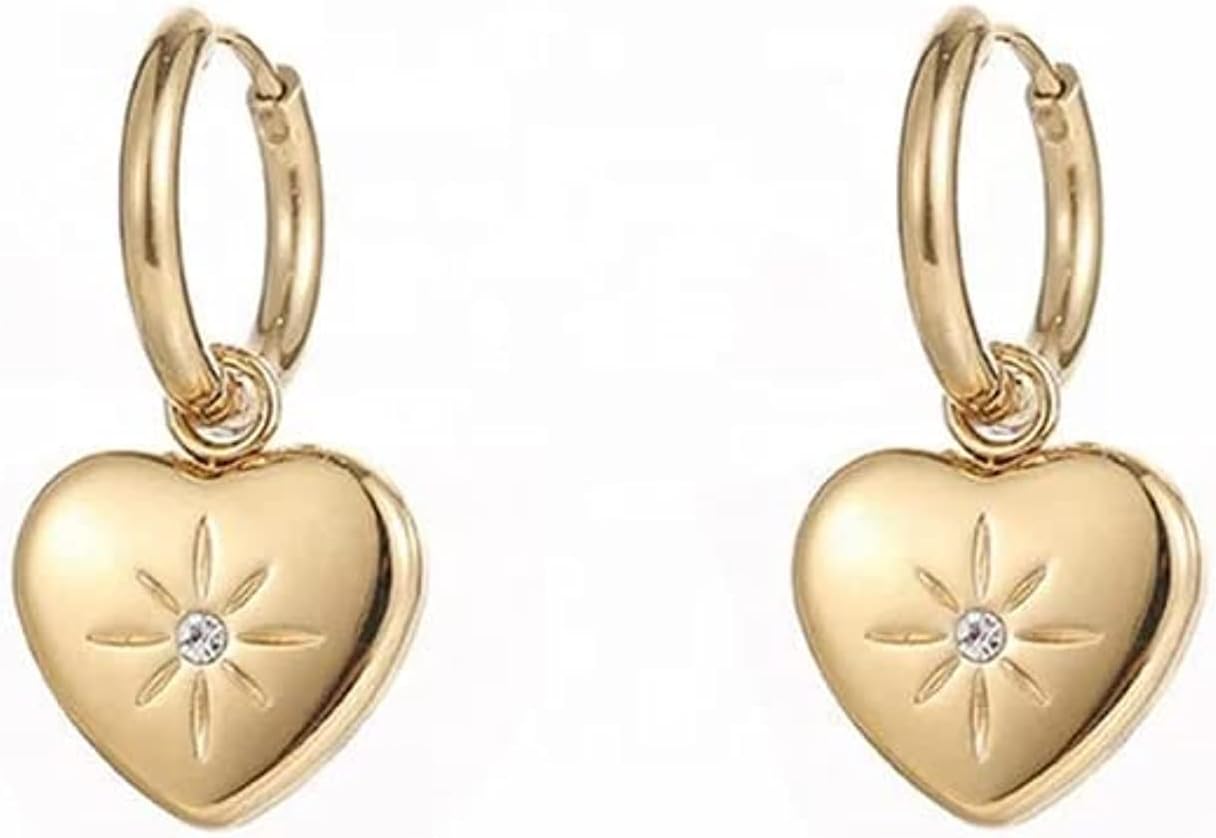 QSM JEWELLERYEarrings Gold Plated Opal Pendant Stainless Steel 925 Drop White Shell,Heart Huggie Zircon,Geometric Crystal Aysmmetrical Moon Star 2023 Qsm Jewelry