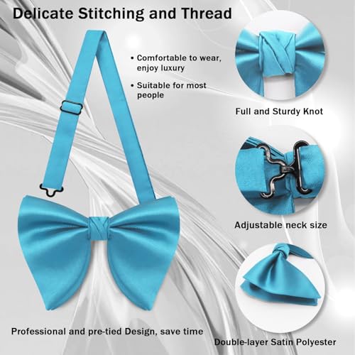 Image of Mens Bow Tie Pre Tied Oversized Bow Ties for Men Satin Bowties for Tuxedo Wedding Party Banquet