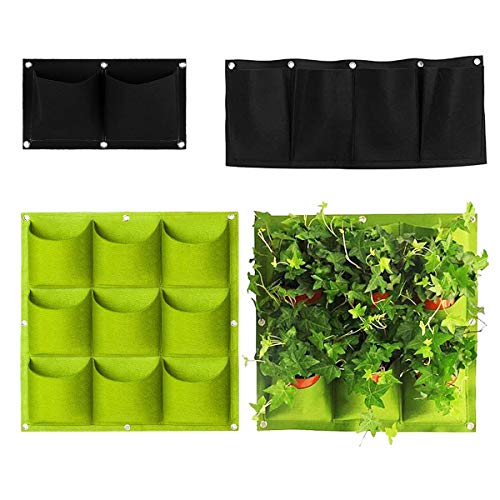 CHENKEE Bolsas Plantar Pared, 3 tamaños Plantar Bolsas para Plantar Montado en la Pared Bolsa de Fieltro Vertical Fieltro Macetero para Interiores y Exteriores Decoración del Hogar