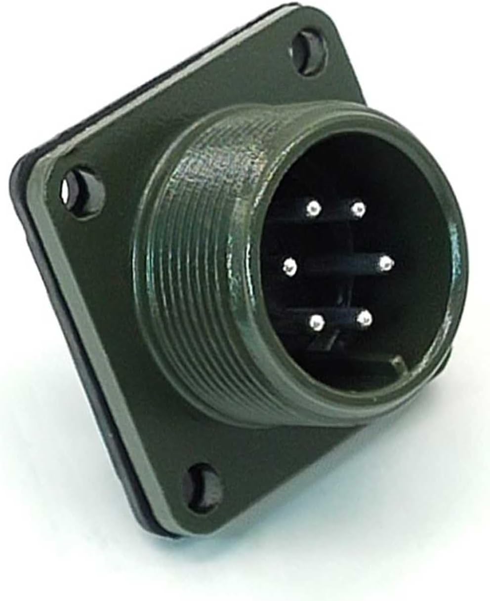 MS3102A14S-6P Straight 6 Pin Male Panel Socket Flange Aluminum Alloy Solder Thread Connector