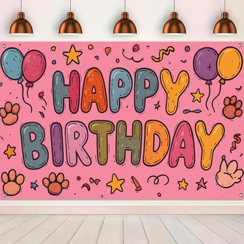 Image of HOMETITUTE Vintage Happy Birthday Banner Animal 71x43 Inch