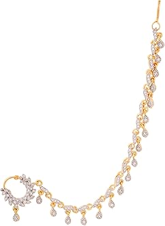 Nose Pin for Women Gold-Plated White and Pink AD Studded Nose Pins for Women and Girls…