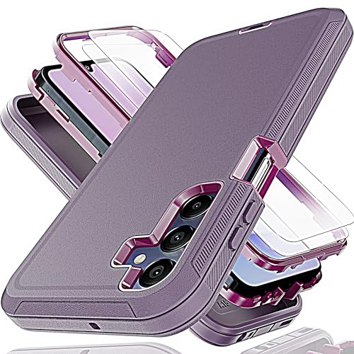 Coque Galaxy A15 5G avec film écran verre lot de 2 protections antichoc TPU rigide violet