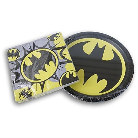 Designware Bat Hero Logo Party Supply Kit - Dinner Plates and Napkins Cover