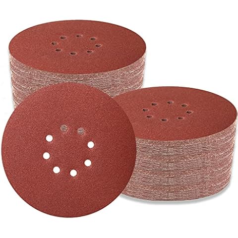 70 PCS 9 Inch Sanding Disc Hoop and Loop Sanding Disc Self Stick 8 Hole Sandpaper Discs Assorted 60/80/120/150/180/240 Grit for Drywall Sander Cover