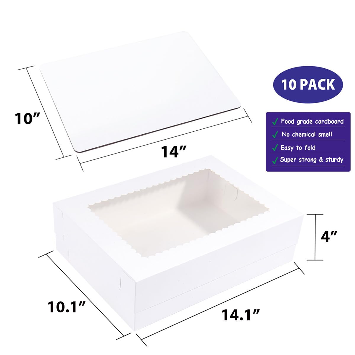 Cake Boxes 10 Pack - White Bakery Boxes -2