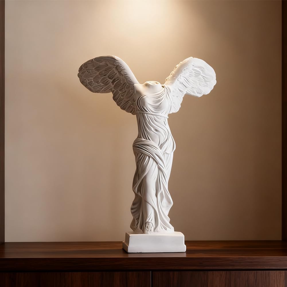 Winged Victory of Samothrace Statue – 5.5 in White Resin Greek Goddess Nike Figurine, Mini Marble Finish Sculpture for Home, Office, Bookshelf, or Classical Art Decor