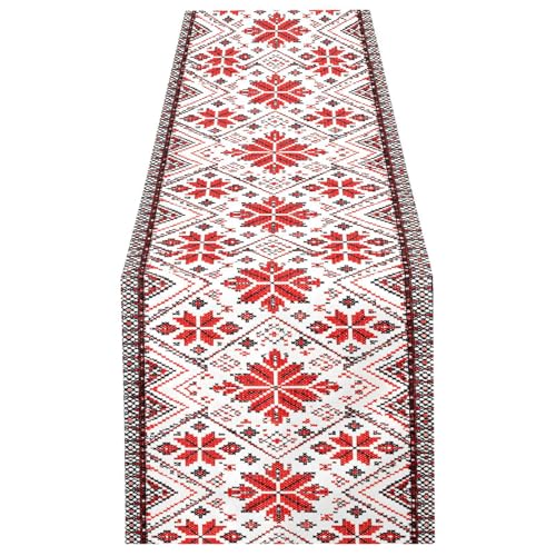 ALAZA Double-Sided Ukrainian Embroidery Ornament Table Runner 18x72 Inches Long,Table Cloth Runner for Wedding Birthday Party Kitchen Dining Home Everyday Decor