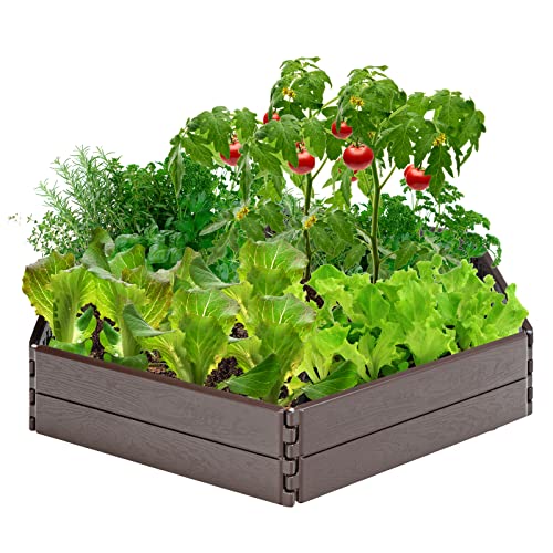Giantex Planter Raised Bed, Hexagon Garden Bed For Vegetable Flower Succulents Fruits, 8 Inch Deep, Weather Resistant Outdoor Rectangular Gardening Bed Lawn Yard, Easy Assembly, Brown #TOP25