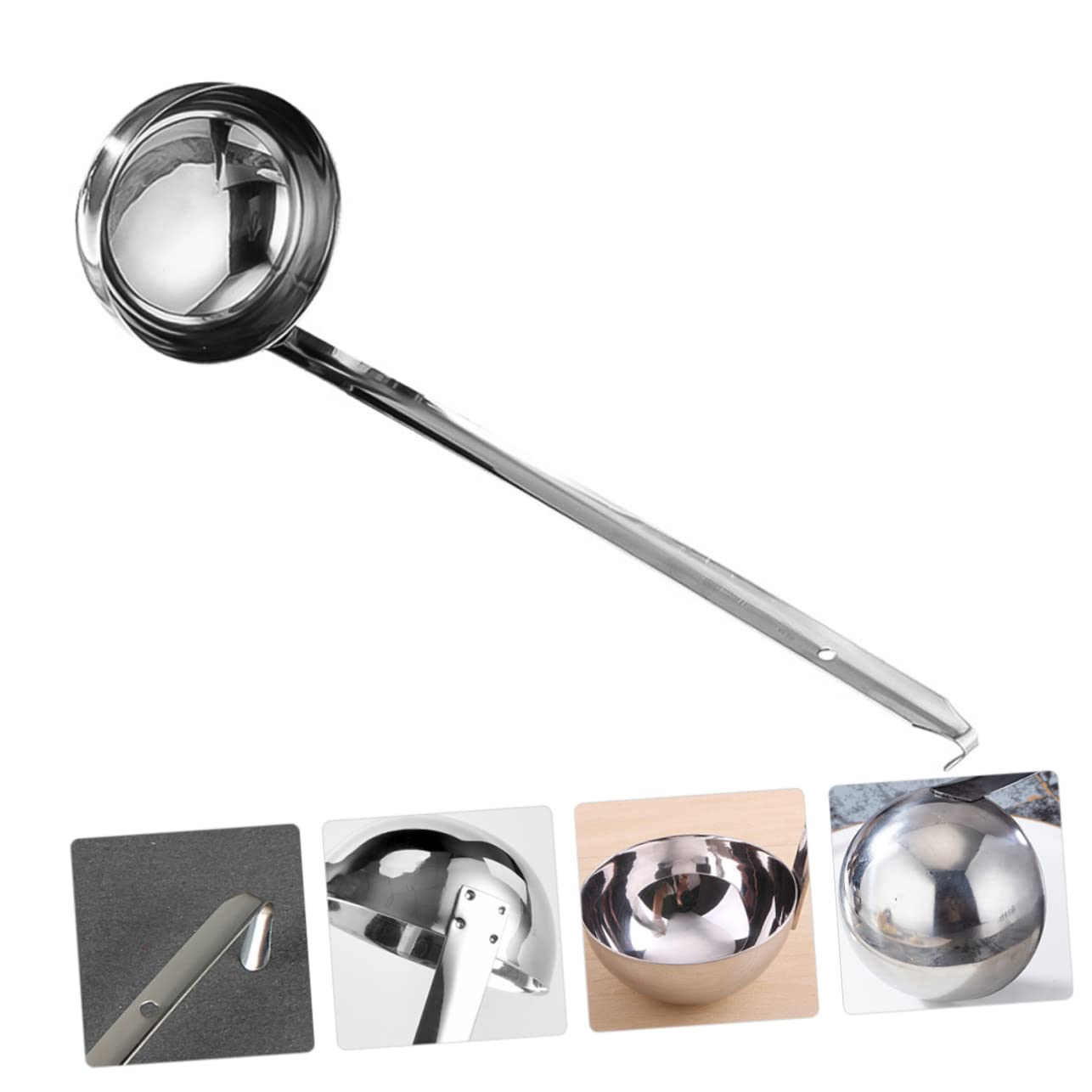 MAGICLULU 3piezas Cuchara De Acero Inoxidable De Mango y Gancho Para Verter Utensilio De Cocina Para Salsas y Sopas