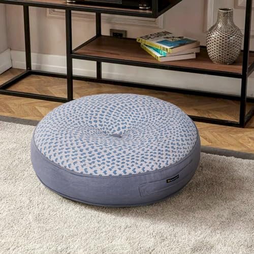 Image of Reversible 60x60x10 cm Woven Quilted Grey Floor Cushion with Cotton Filler for Seating, Patio Seat, Meditation, Yoga, Pooja, Guests, Living Room, Bedroom, Large Size 24x24x4 Inch