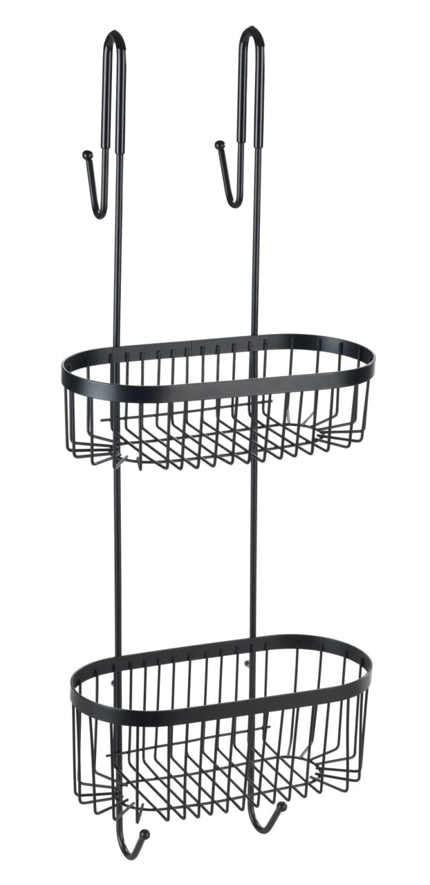 WENKO Duschregal 2 Etagen Mod. Serino, Duschregal mit 2 Körben zum Einhängen an die Duschwand, aus robustem Stahl, vor Rost schützende Beschichtung, 25,5 x 19,5 x 70 cm