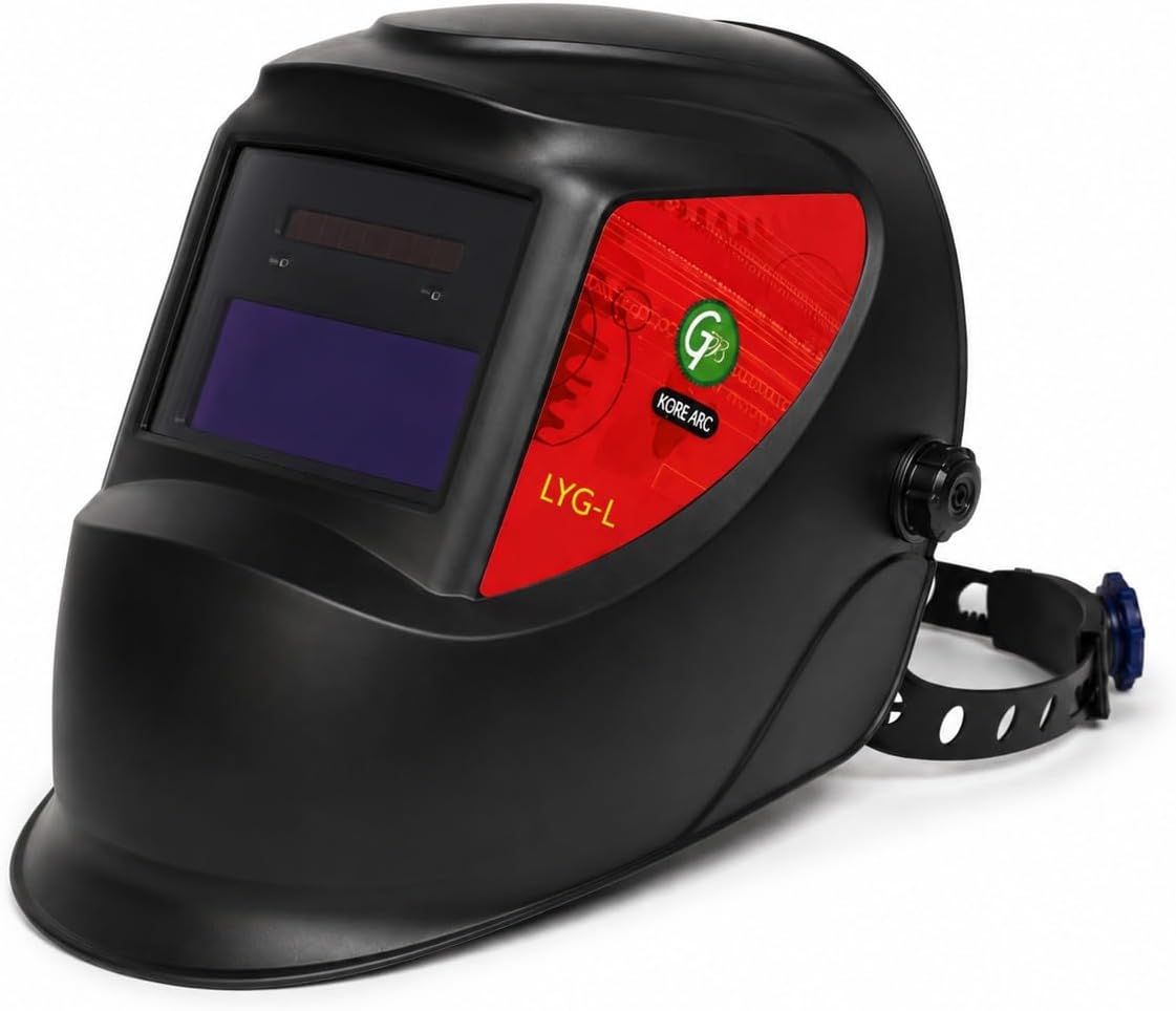 Auto Darkening Welding Helmet, Solar Powered, Adjustable Shade Range, Black, Full Face and Neck Cover, for MIG, TIG, MMA, Plasma Cutting and Grinding
