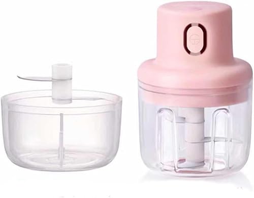 Picadora eléctrica de ajo con 2 tazas, procesador eléctrico inalámbrico de alimentos con carga USB, mini picador de verduras para verduras pequeñas,