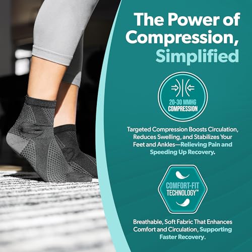 Image of BraceAbility Closed Toe Neuropathy Socks - Diabetic Socks for Women and Men, Foot Pain Relief, Circulation, Anti-Neuropathy, Foot Fatigue, Compression Nerve Support - 1 Pair (Medium Black)