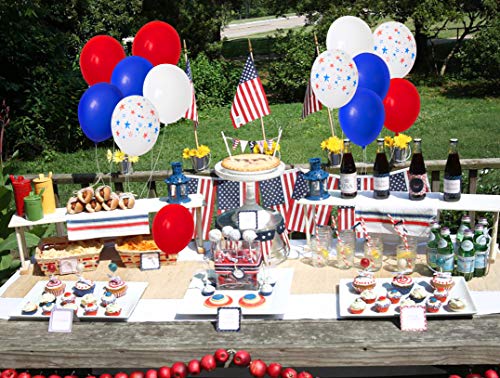 Moon Boat 115PCS Patriotic Decorations Star Latex Balloons - Red Blue White - Fourth of July Party Supplies - Thumbnail 6