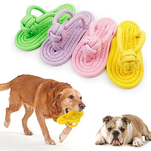 Picckola International Pet Chew Toys Slipper Shaped Shoes Natural Cotton Rope Teething Playing Fun Toy Sandal for Cat Dog Puppy (Combo of 4) - Color May Vary (B09C3YJ1YD) Amazon Price History, Amazon Price Tracker