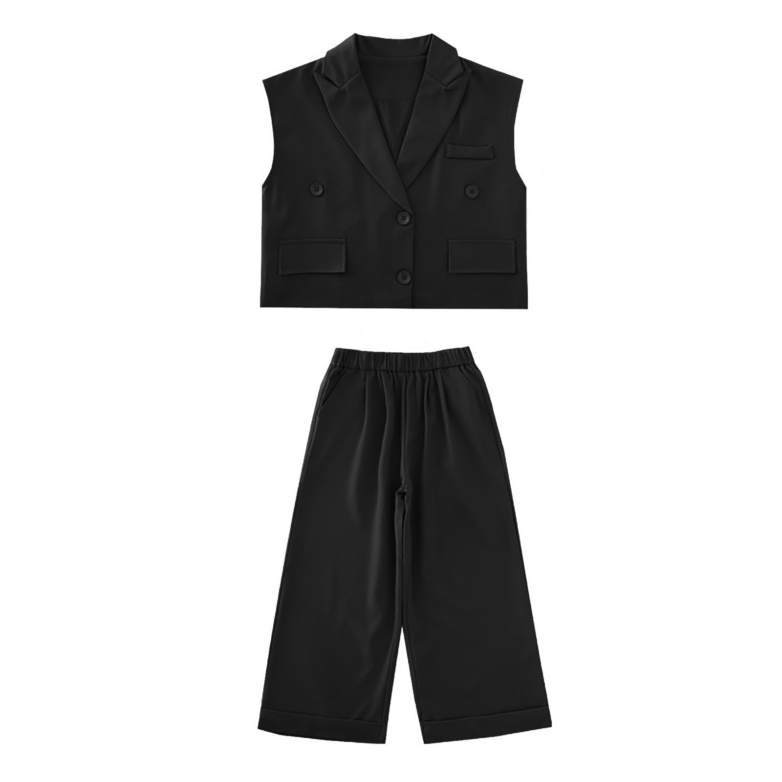 Completo, Abiti alla Moda per Ragazze, da 2 Pezzi con Gilet E Pantaloni A Gamba Larga per Ragazze Adolescenti, Abbigliamento Casual Elegante, con Gilet E Pant, Perfetto per I Viaggi