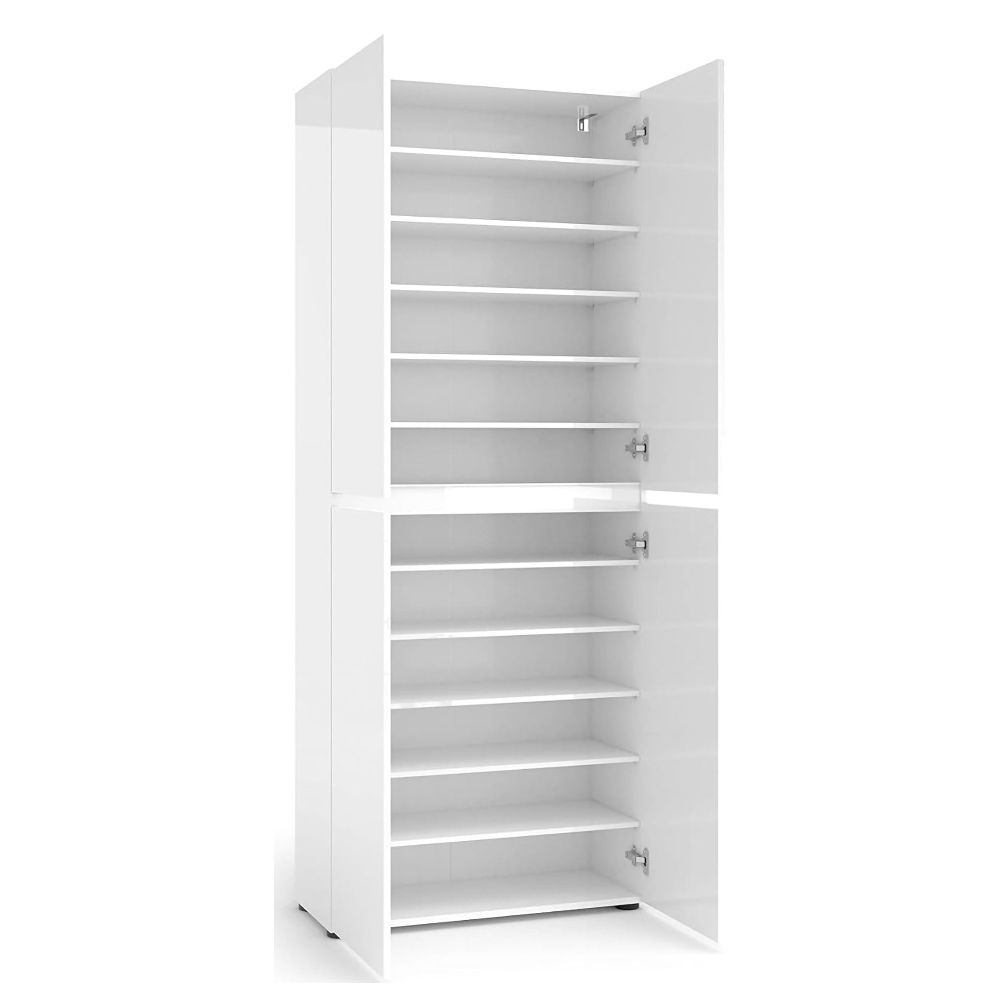 Dmora - Scarpiera Alberton, Mobile portascarpe, Armadio da ingresso multiuso, Mobiletto per calzature, Made in Italy, 80x34h200 cm, Bianco lucido