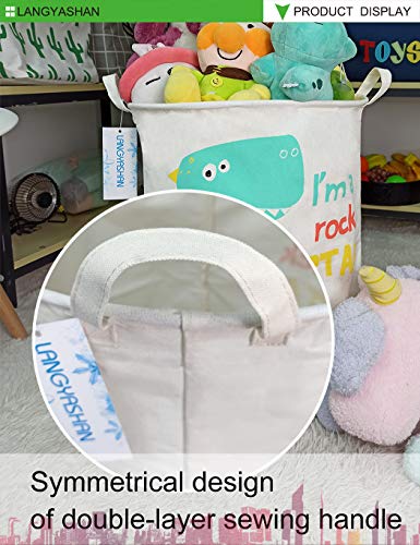 Langyashan Laundry Basket Canvas Fabric Collapsible Organizer Basket For Storage Bin Toy Bins Gift Baskets Bedroom Clothes Children Nursery Hamper (Dinosaur) #TOP4