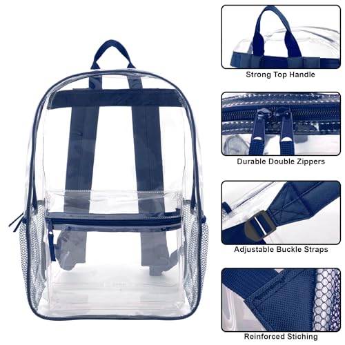 Image of Trail maker Clear Backpack Heavy Duty with Padded Straps, Side Pockets for Kids, Boys, Girls, School, Stadium Approved Events