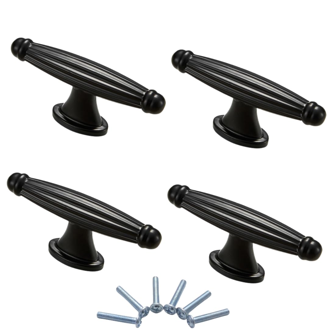 NLQCSXWEP Zinc Alloy Cabinet Bow Handle, Zinc Alloy Cabinet and Drawer Handles Matte Black Multiple Sizes 4-Pack(6064-single Hole)