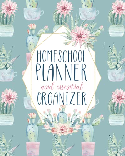 Undated Customizable Homeschool Planner and Essential Organizer | Mint Cactus Watercolors: Best Homeschool Planner and Organizer and Record Keeper for ... year, store your important info, keep notes. image 2