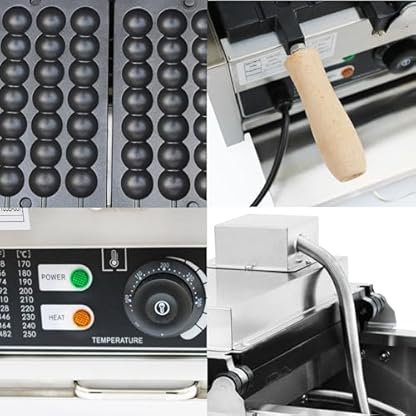 1500W Kommerzieller Bubble Waffeleisen Waffelmaker mit Antihaftbeschichtung, Einstellbar Temperatur und Zeit Kleines Waffel Maschine, Waffelautomat Waffelkugelmaschine mit Griff (0~5 Min, 50~300℃) – Bild 5