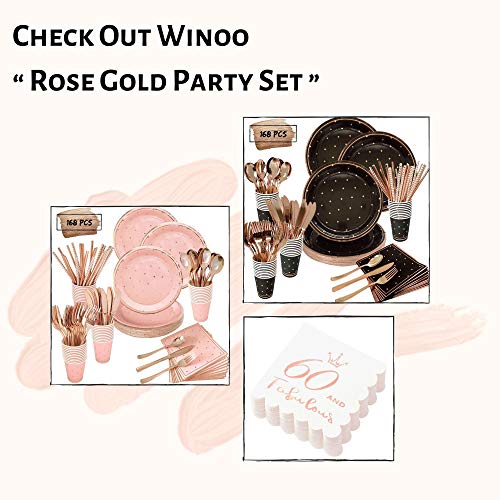 60 And Fabulous Cocktail Napkins Rose Gold - 60Th Birthday Decorations For Women, Folded 5X5 Inches Disposable Party Napkins 3-Ply Paper Beverage Napkins, 60Th Birthday Napkins, Wedding Anniversary #TOP5