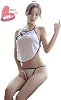 Cute Cosplay, China Dress Style, Exposure, Bodycon Underwear, Top and Bottom Set, Sexy See-through, Sailor Clothes, Extreme Swimsuit, School Swimsuit, Costume, Competition Leotard, T-Shorts