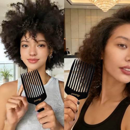 Peine Afro para Pelo Rizado con Dientes Anchos miniatura 3