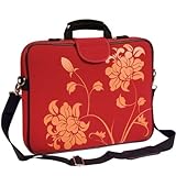 15.6" Laptop Sleeve in with Handle & Strap in Red Blossom