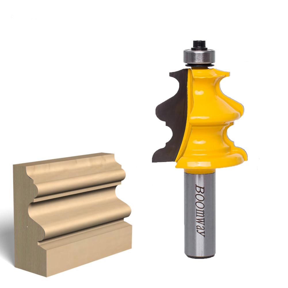 BOOMWAYArchitectural Molding Router Bits 1/2-inch Shank Milling Cutter for Cabinet Made of 45# Carbon Steel Tungsten Carbide Alloy Blade for Woodwork Tools