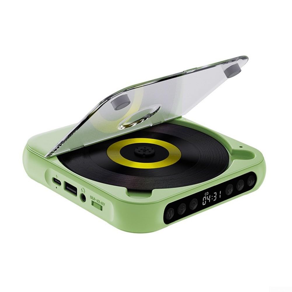 Lettore CD portatile ricaricabile 2000 mAh anti-skip AUX USB MP3 disco per walkman per casa, auto, viaggi, musica all'aperto (918 è nero)