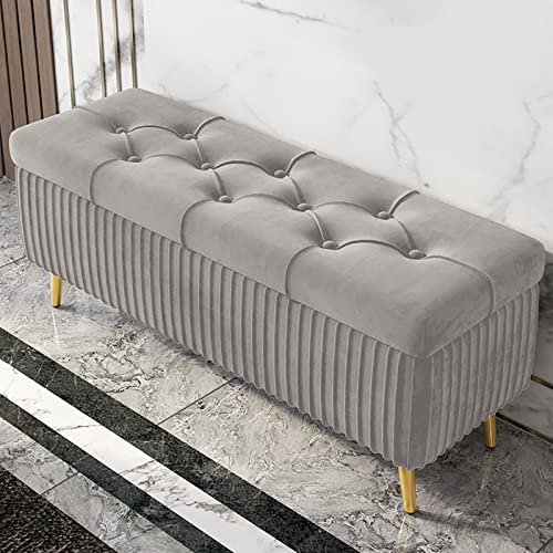 Banco otomano moderno de terciopelo con patas de metal dorado con botón copetudo para sala de estar, dormitorio, pasillo, 100 cm