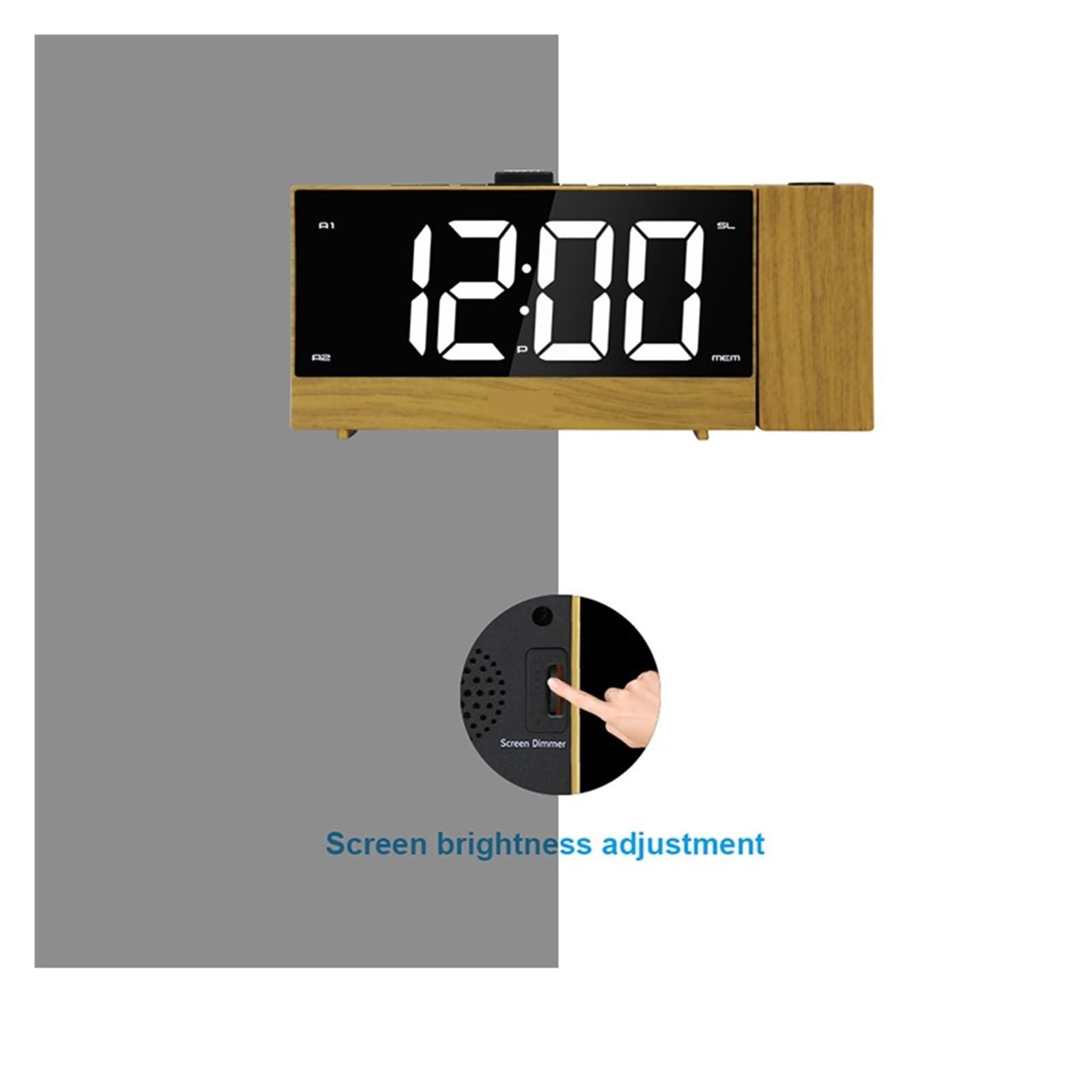 Reloj Despertador con Proyección Digital LED, Electrónico, Radio FM, Proyector De Tiempo, Silencioso For Mesita Noche Y Dormitorio ProyeccióN NíTida(Grain)