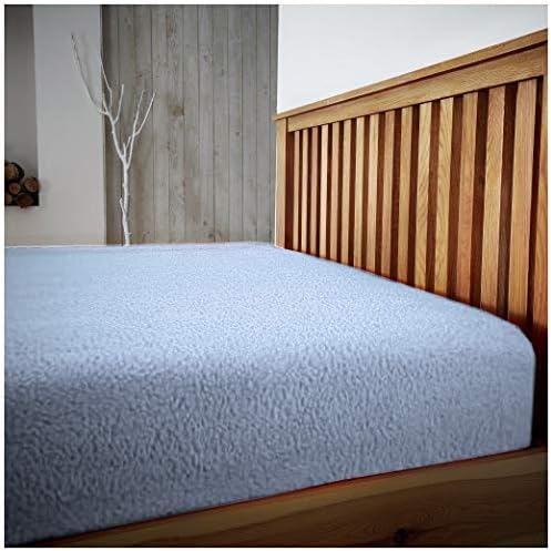 Hendem® Teddy Bear Extra Deep Fitted Sheet Warm Plush And Cosy Deep Fleece sheets (Silver, Double)