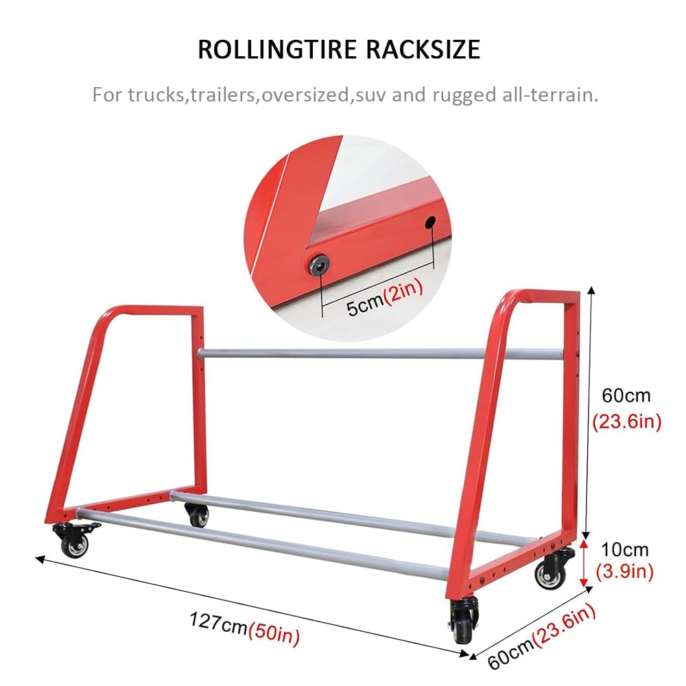 XBTGS Rack per pneumatici a parete, espositore per attrezzature per pneumatici, rack di stoccaggio pneumatici rotanti su ruote, garage di grande capacità, a pavimento, a parete.,