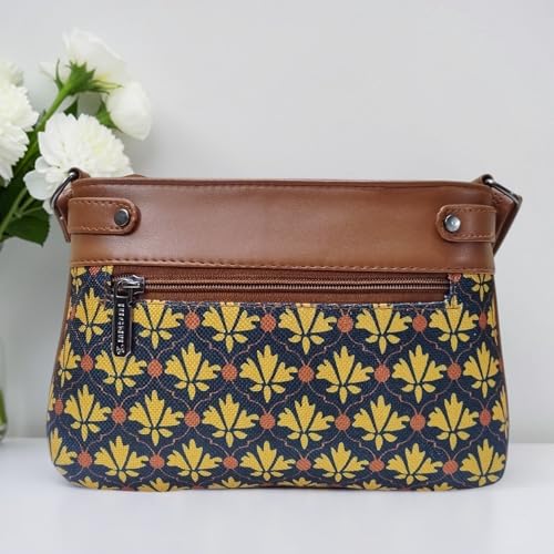 Image of JUGNU Sling Bag for Women, Jute Fabric, Crossbody Style, Slim Design, Multicolour, Medium Size, Lightweight, Adjustable Strap, Zipper Closure, 5 Pockets