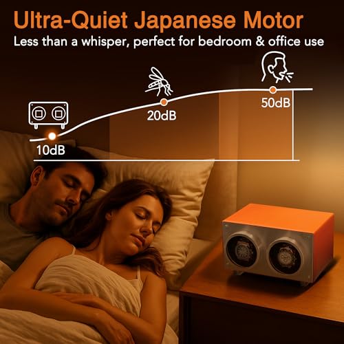 Image of MOZSLY Double Watch Winder for Automatic Watches with Quiet Motor 12 Rotation Mode Setting AC Adapter or Battery Powered PU Leather