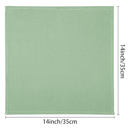 Uxcell Reuseable Cleaning Cloths, 6 Pack Cotton Waffle Weave Kitchen Towels Reusable and Washable Dish Rags for Drying Absorbent Lint Free Rags for House Cleaning Light Green 35cm x 35cm - Image 4