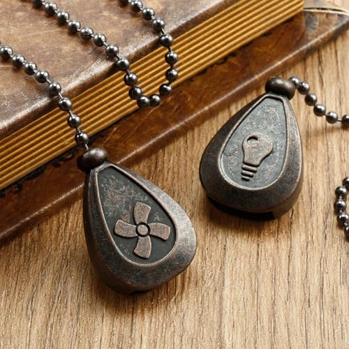 Image of Ceiling Fan Decorative Ornaments 12in Walnut Black Color Pendant Pull Chain Fan Extension 2 Pcs (Copper Chain)