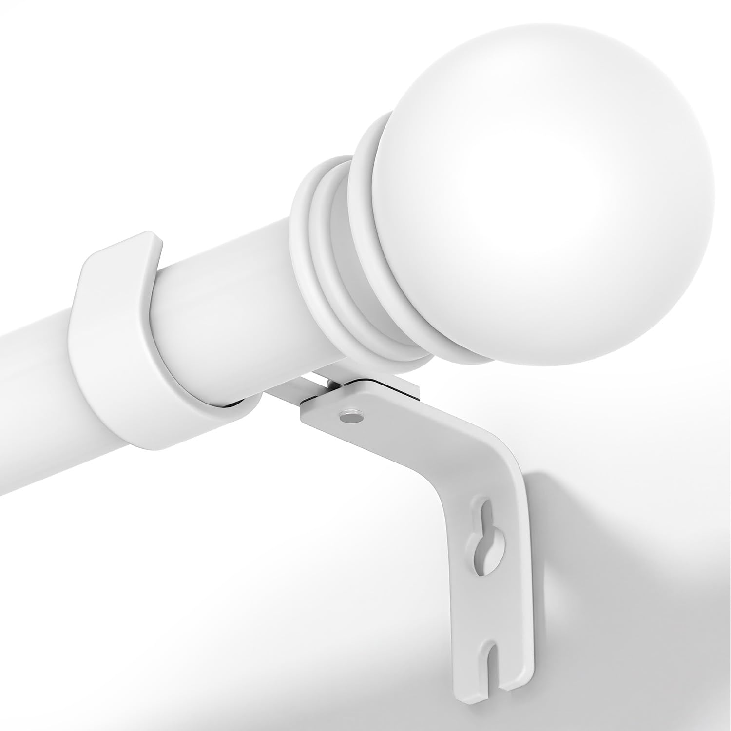 White Telescopic Curtain Pole 102-229CM, 25mm Diameter Heavy Duty Adjustable Metal Curtain Poles with Brackets and Finials, Long Window Curtain Pole for Outdoor, Bedroom, Kitchen,Living Room